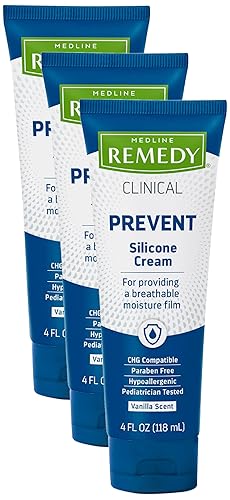 Medline Remedy - Crema clínica de silicona (tubo de 4 onzas), aroma a vainilla, película transpirable, calmante, hidratante, nutritiva, cuidado de