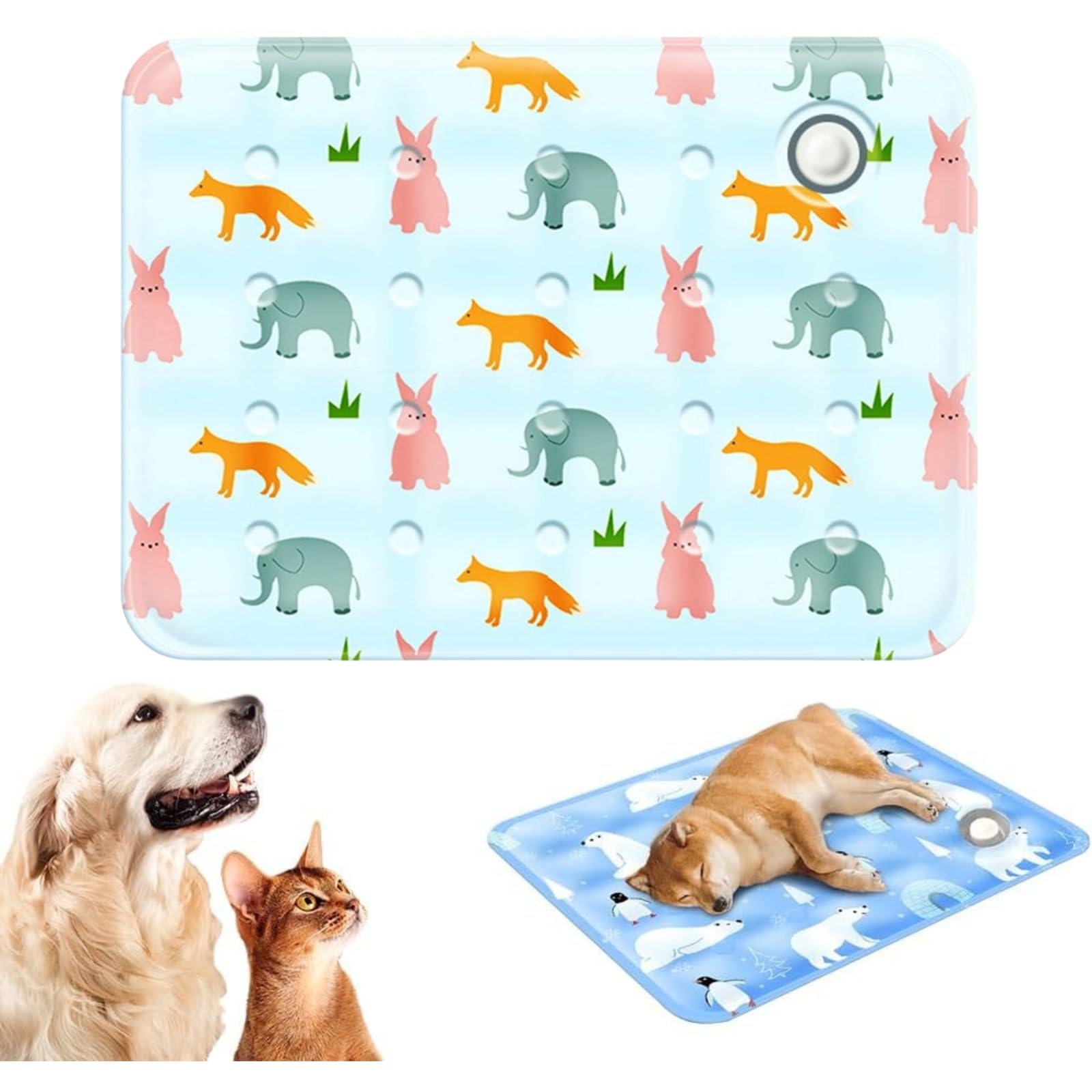 Self-Cooling Dog Gel Mat, Cooling Mat for Dogs, Water Filled Pet Mats, Small Large Dog Bed, Cool Gel Bed, Portable Summer Relief Mats for Travel Playing Reduces Overheating (Green, S)