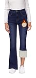 Women's Flare High Waisted Bell Bottom Jeans - Thermal Fleece Lined Winter Warm Pants