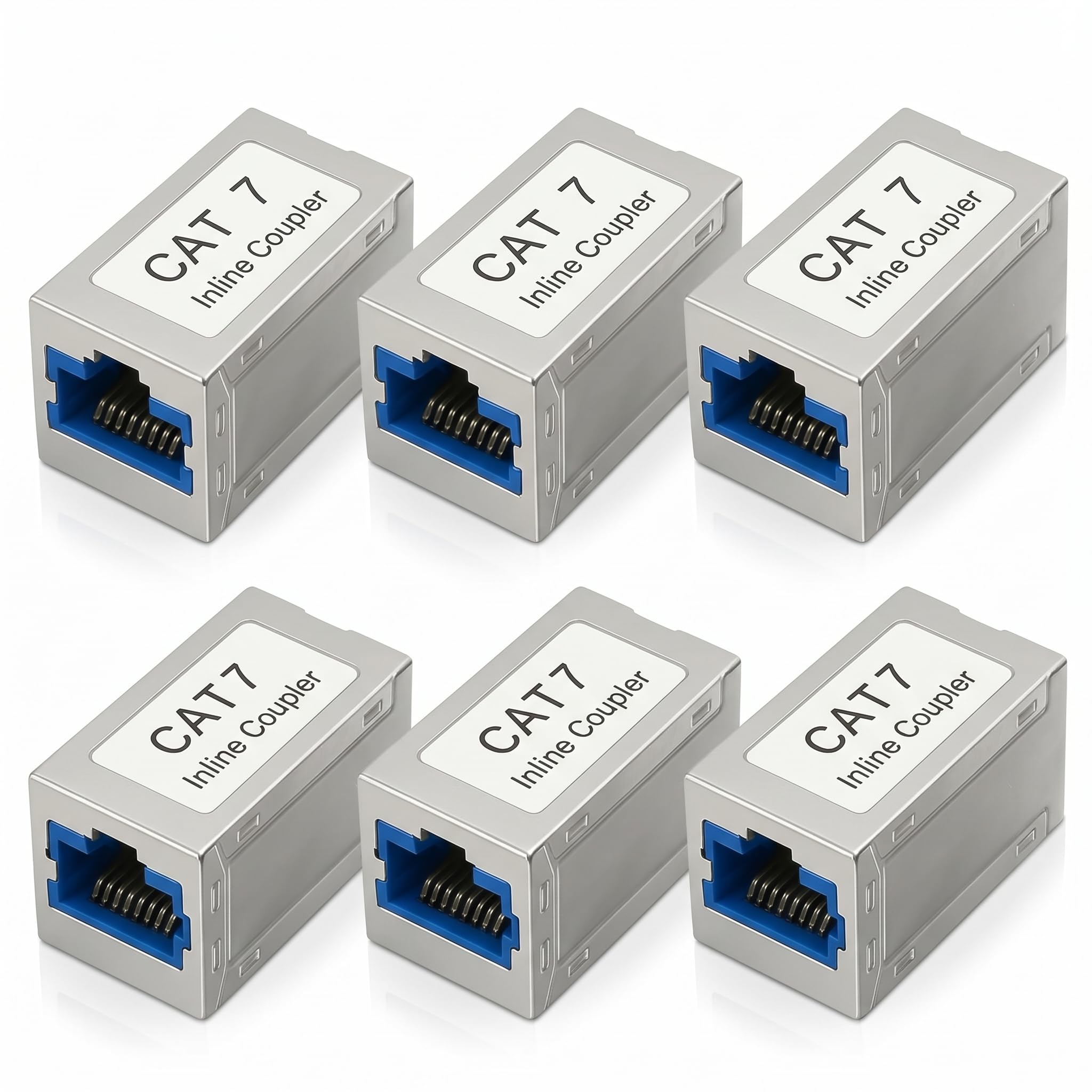 6 Stück RJ45 Kupplung, LAN Verbinder Cat7 Geschirmt Vergoldet, Netzwerkkabel Verbinder für Ethernet Kabel Verlängerung bis 10 Gigabit 600MHz, RJ45 Adapter Buchse auf Buchse für Cat6A Cat6 Cat5e Cat5