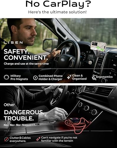 Miniatura 5 de LISEN Cargador de coche MagSafe de 15 W, [más seguro y rápido] Cargador de coche Magsafe, cargador inalámbrico magnético de ventilación, cargador de