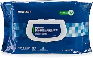 Sponsored Ad - McKesson StayDry Disposable Wipes or Washcloths for Adults with Aloe, Incontinence, Alcohol-Free, Not-Flush...