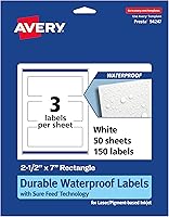 Vista 11 de Avery Durable Waterproof Rectangle Labels, Sure Feed Technology, 2.5" x 7", 30 Total, Oil and Tear-Resistant Waterproof Labels, Print-to-The-Edge