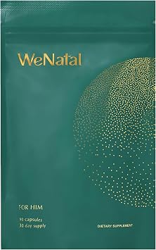 WeNatal for Him Prenatal Vitamins CoQ10, NAC, L-Carnitine, 90 Capsules | Adds methylated folate for healthy sperm quality, count and motility, in a vegan, kosher-certified formula.