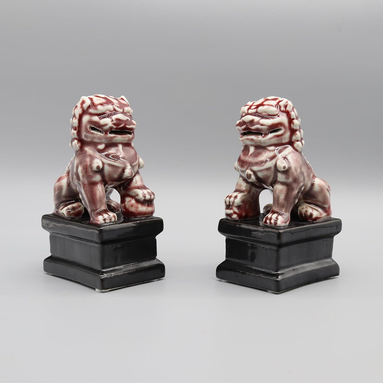 Eastern tide Pair of Little Ceramic Guardian Lions, Home Decoration (Blue)
