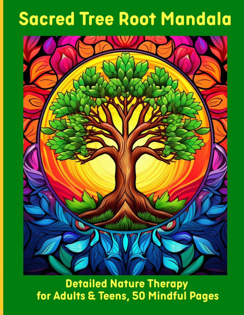 Sacred Tree Root Mandala: Detailed Nature Therapy for Adults & Teens, 50 Mindful Pages