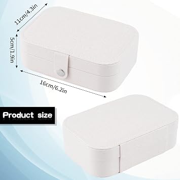 Travel Jewelry Box, PU Leather Small Jewelry Organizer for Women Girls, Double Layer Portable Mini Travel Case Display Storage Holder Boxes for Stud Earrings, Rings,Necklaces,Bracelets (white&pink).