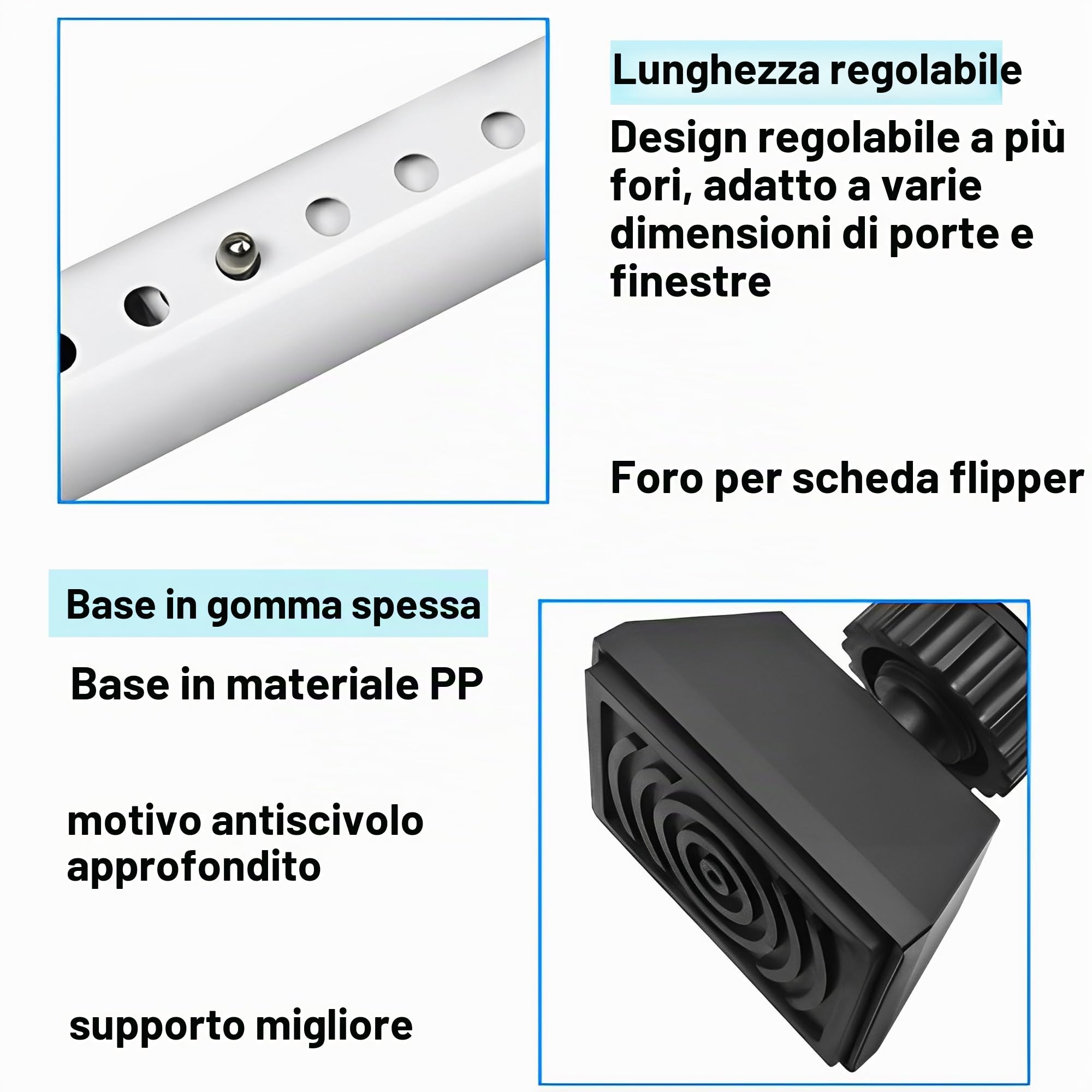 Palo Della Porta Superiore Resistente, Blocca Porta, Blocca Porta Antintrusione, Chiavistello, Regolazione Telescopica, Antiscivolo e Anti-Collisione, Adatta a Varie Porte In Hotel,Uffici e Case