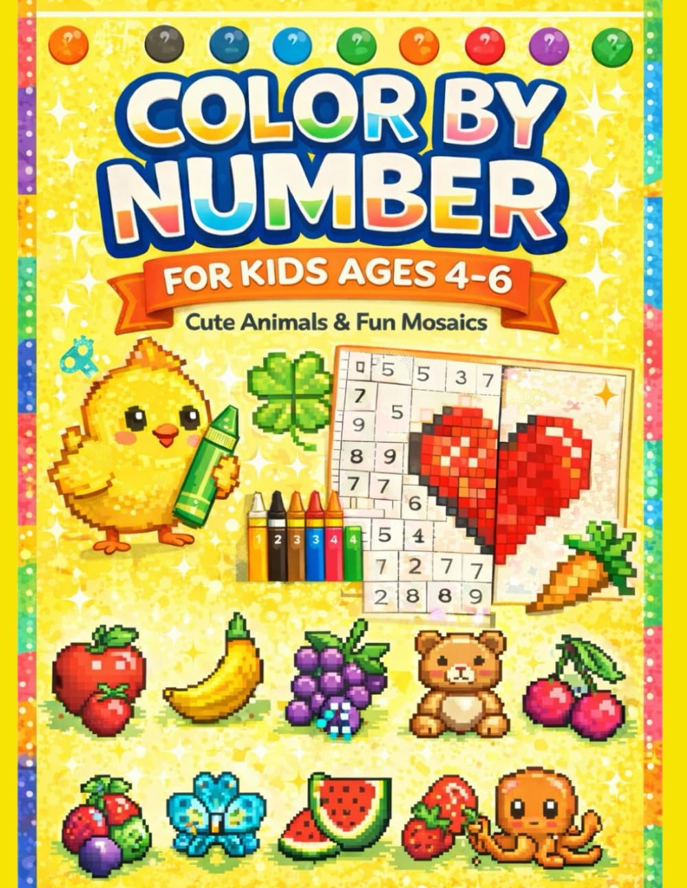 Color by Number for Kids Ages 4–6: Cute Animals, Shapes & Fun Mosaics