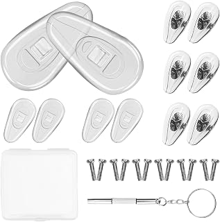 Eyeglass Nose Pads (6 Pairs), Eyeglass Repair Kit with Eyeglass Screwdriver and Small Screws, Silicone Nose Pads with Air Chamber.
