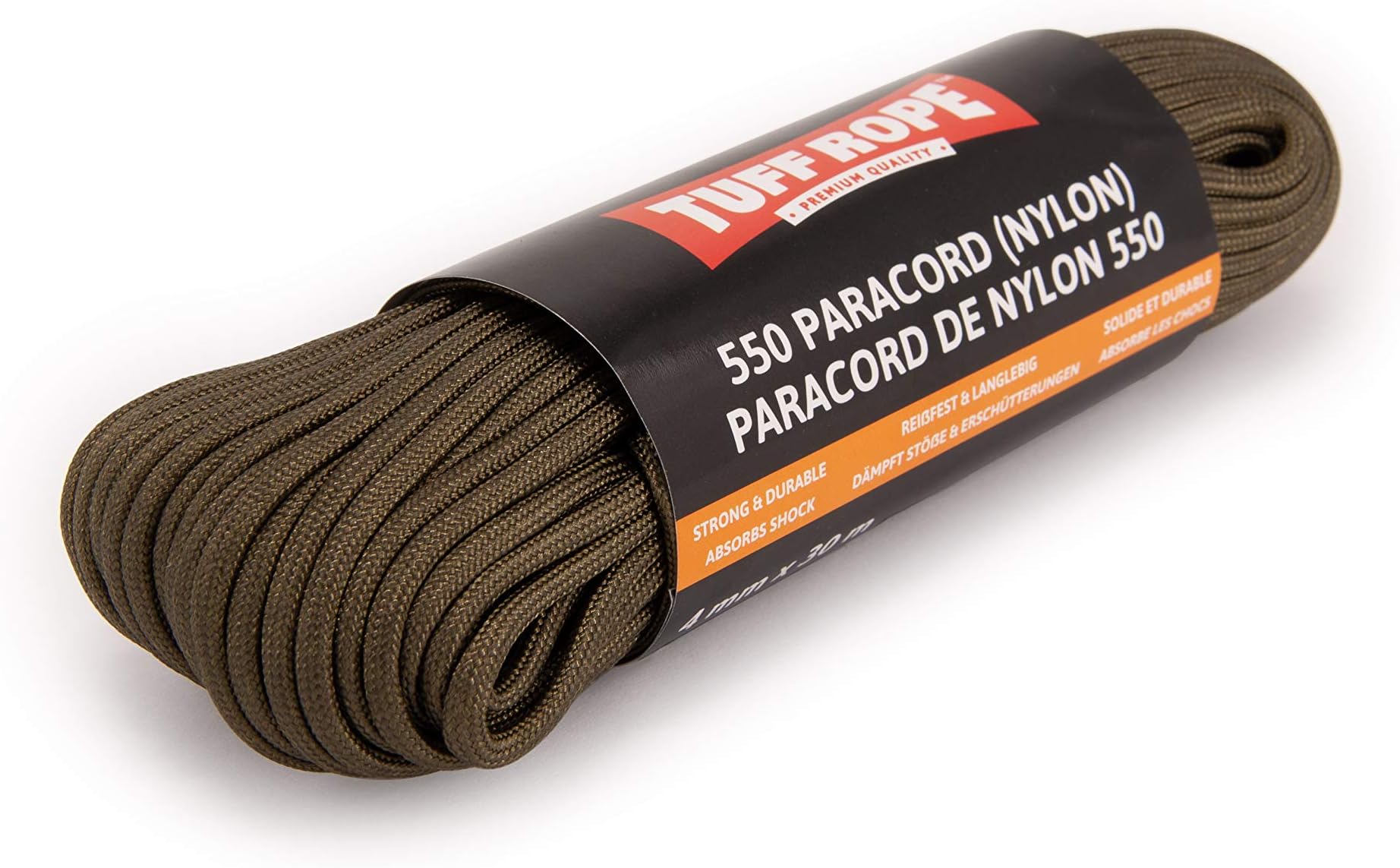 Ganzoo Paracord 550 Seil 30m - Nylon-Polyester 4mm Outdoor-Schnur Orange-schwarz-weiß