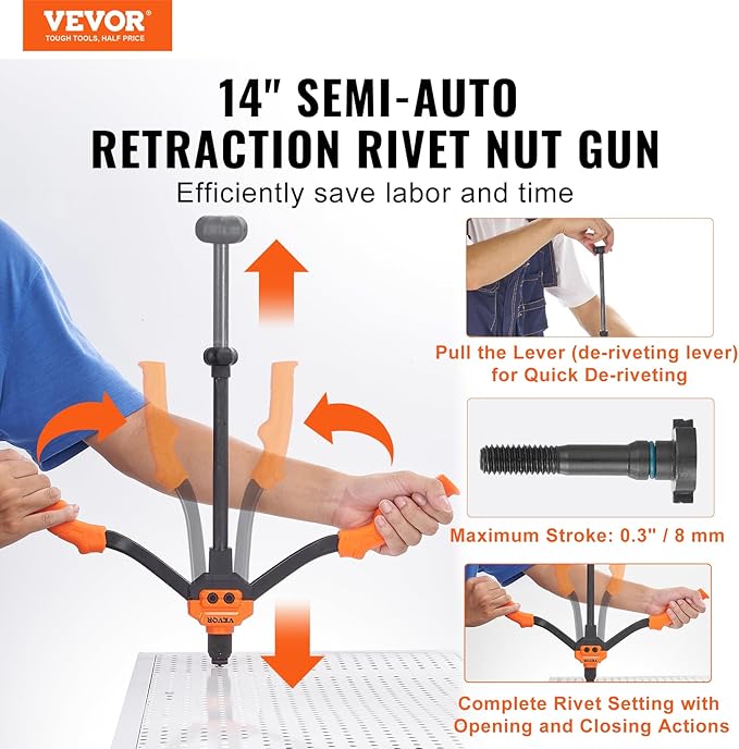 Kit de Herramientas para Tuercas de Remache VEVOR 14 pulgadas miniatura 2