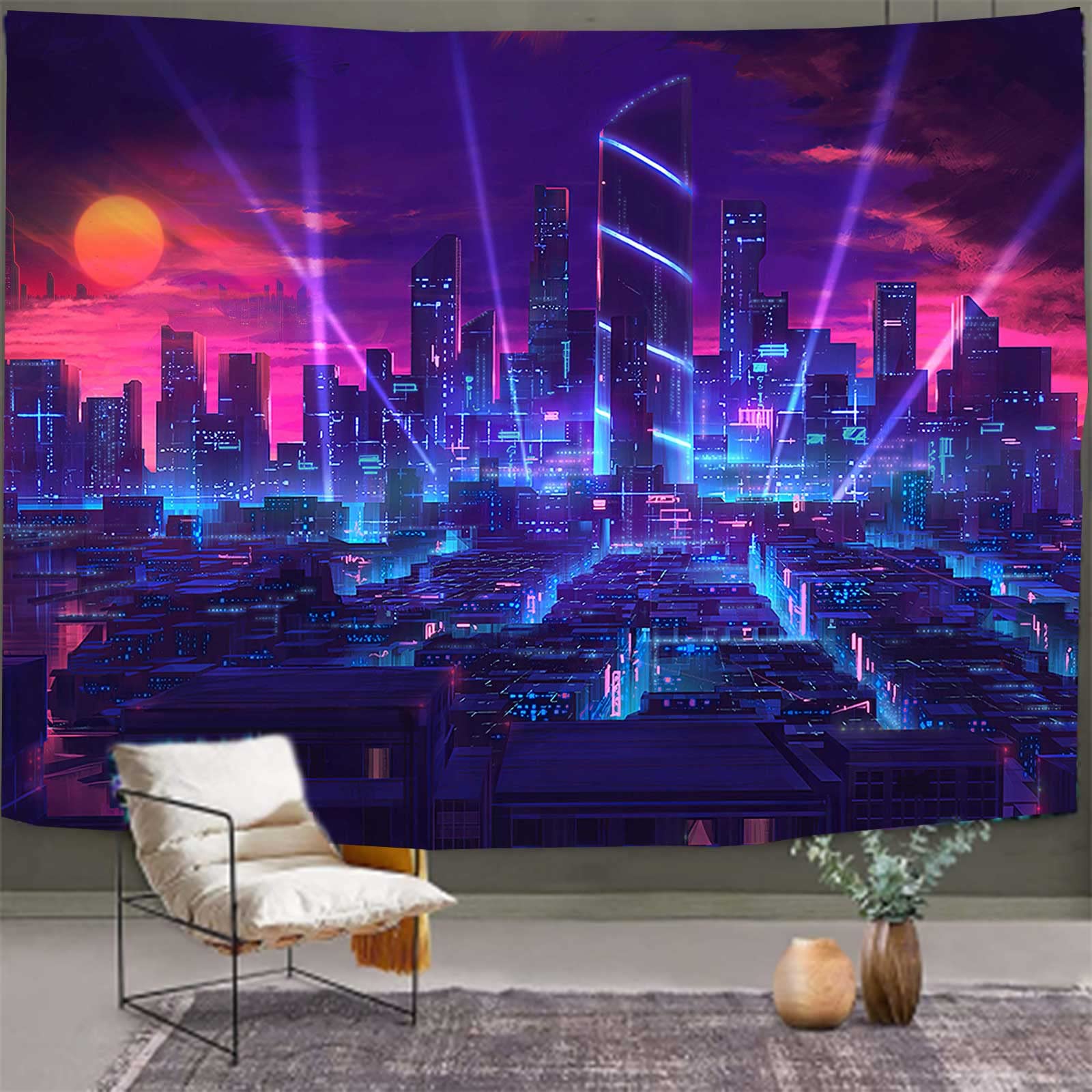 vintage tapestry 街 Amazon.com: DBLLF Punk Fantasy Cityscape Tapestry, Trippy