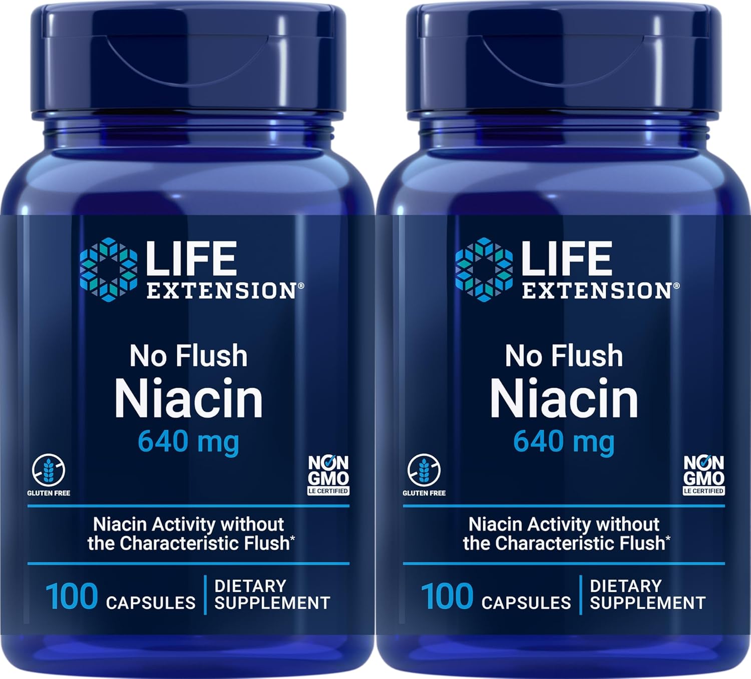 Life Extension No Flush Niacin, 100 Capsules (Pack of 2)