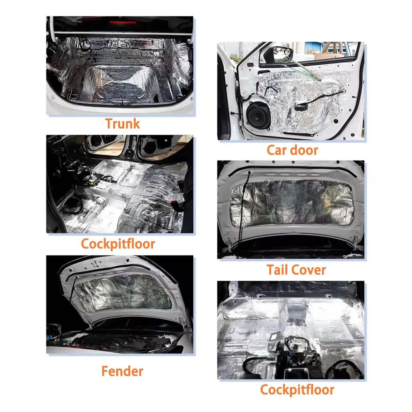 Capó de motor coche, almohadilla aislante papel aluminio cuadrada insonorizada y silenciosa, accesorios cubierta Aislamiento térmico y acústico del capó