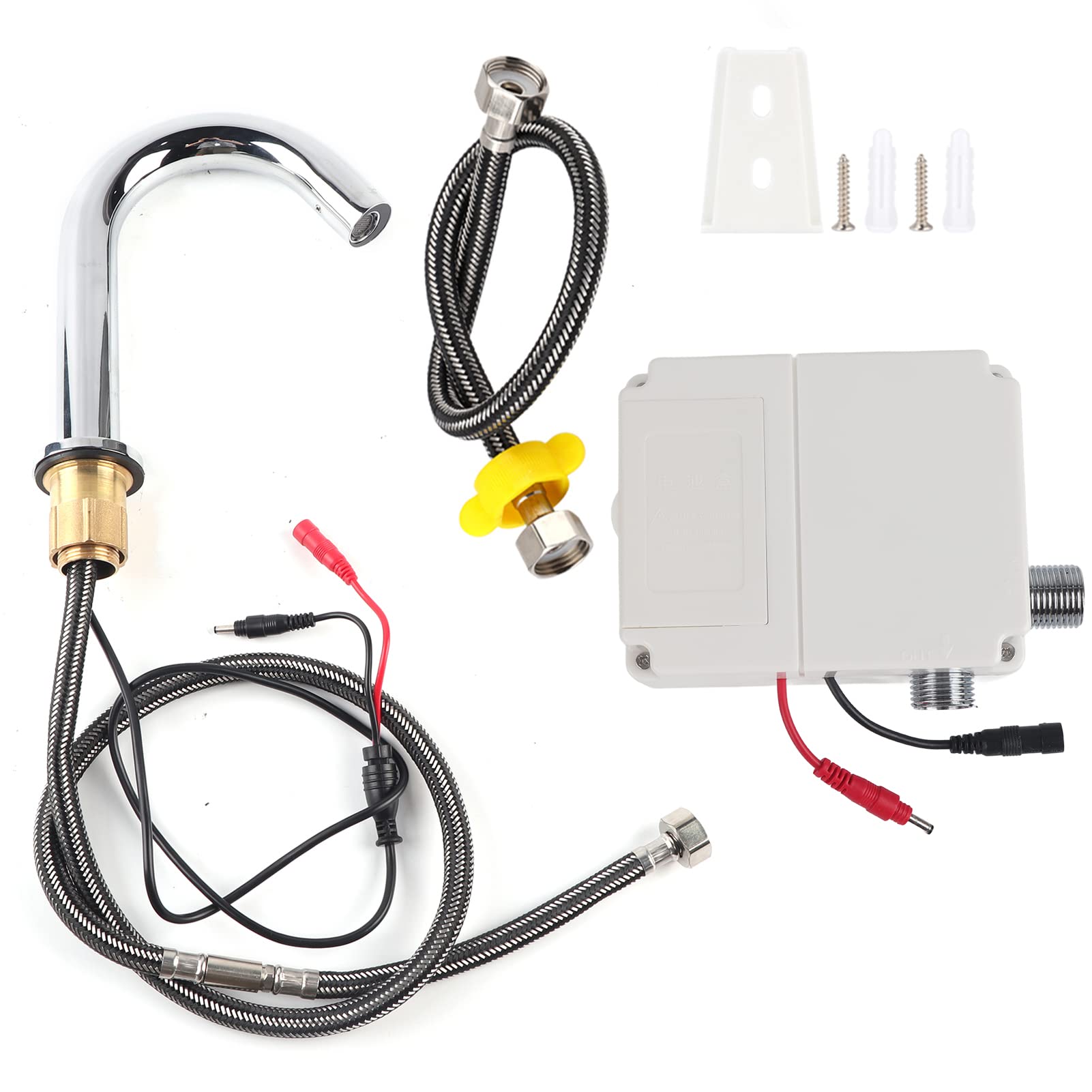 G1/2in Thread Automatic Induction Sensor Water Faucet Infrared Single Cold Tap with Control Box (Battery powered-low model)