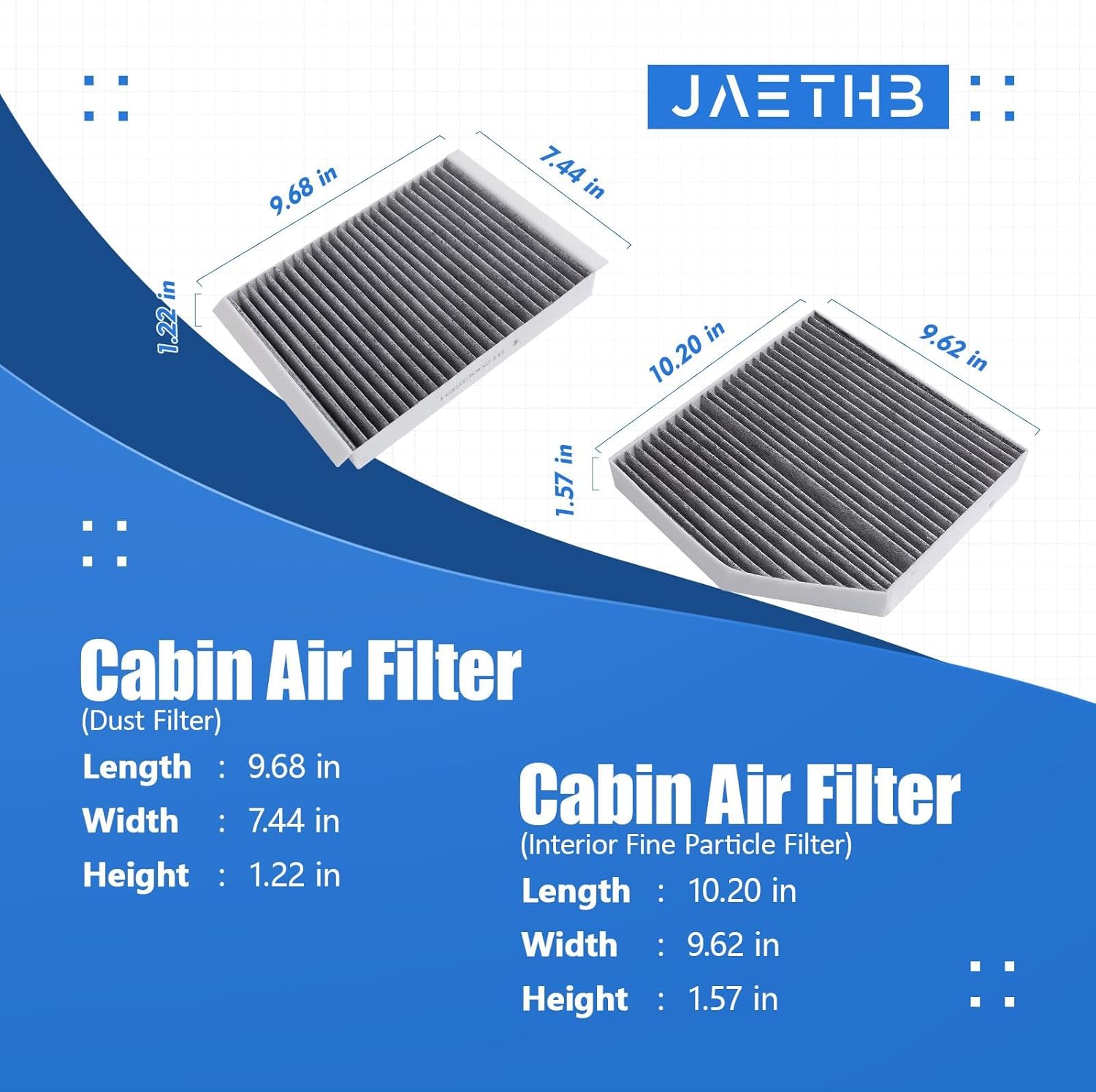 Cabin Air Filter Kit for Mercedes Benz 2.0L-GLC300/C300/GLC350e/C43 AMG/GLC43/GLE350/C63 AMG;3.0L-CLS450/E53AMG/C400/E43 AMG/E400/GLC43 AMG;4.0L-/GLC63 AMG/E63 AMG S; 2058350147&1668300218