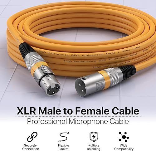 Miniatura 9 de EBXYA Paquete de 4 cables XLR XLR macho a hembra de 20 pies, cable XLR equilibrado de 3 pines, duradero y flexible, con cancelación de ruido (rojo,