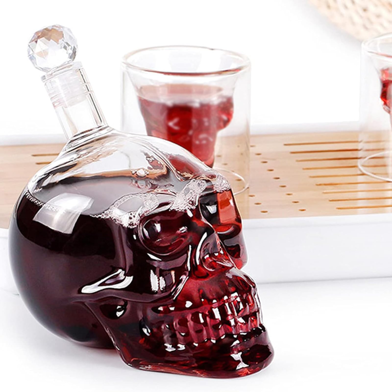 Teschio Bottiglia di Whisky, Bottiglia di Vetro a Forma di Teschio, Bottiglia Vino con Teschio Moda, Decanter per Cranio, Whisky Bottiglie, (550ML) per Whisky, Vino e Liquori (A)