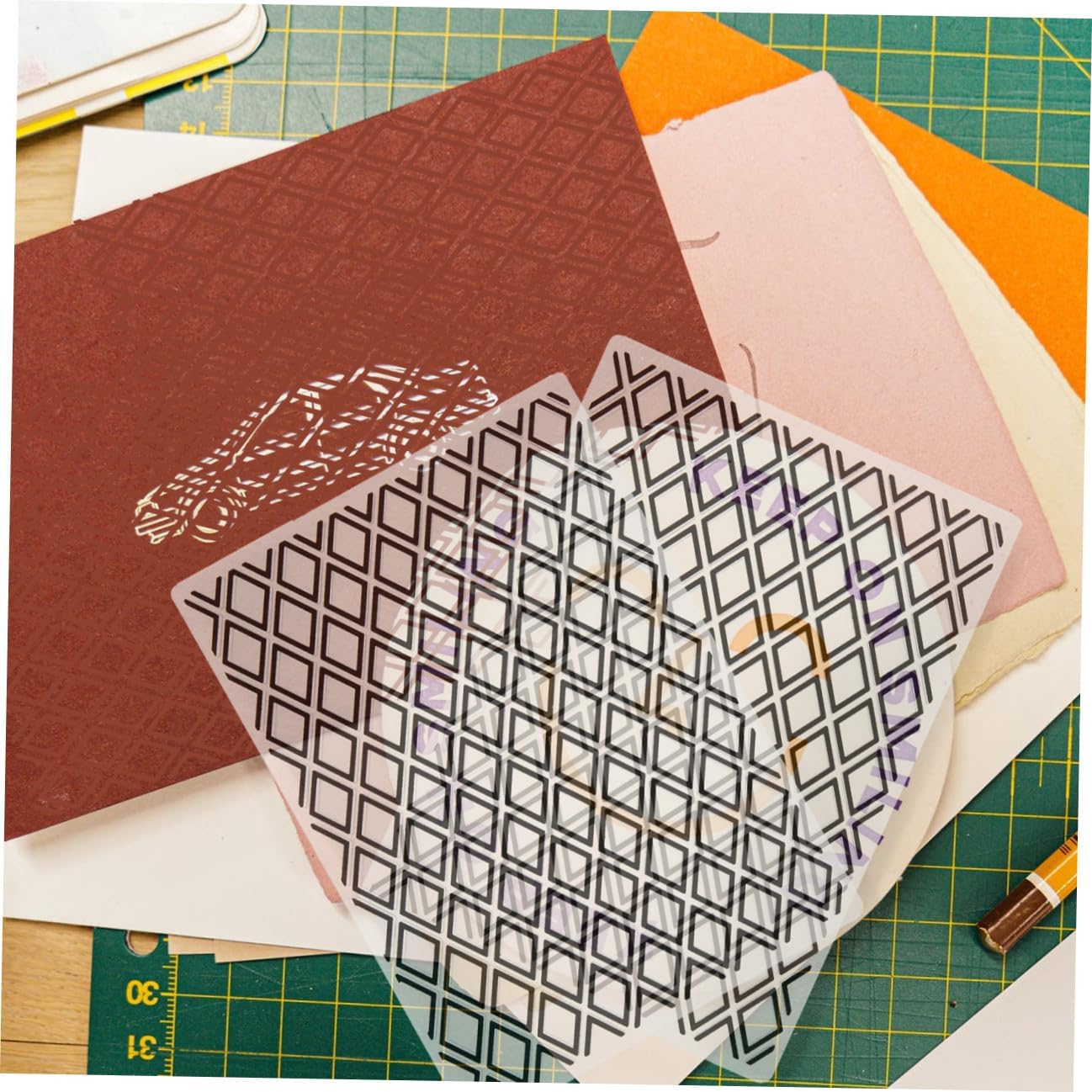 Plastic Embossing Folder Template 2 Pcs Diamond Pattern for Cards