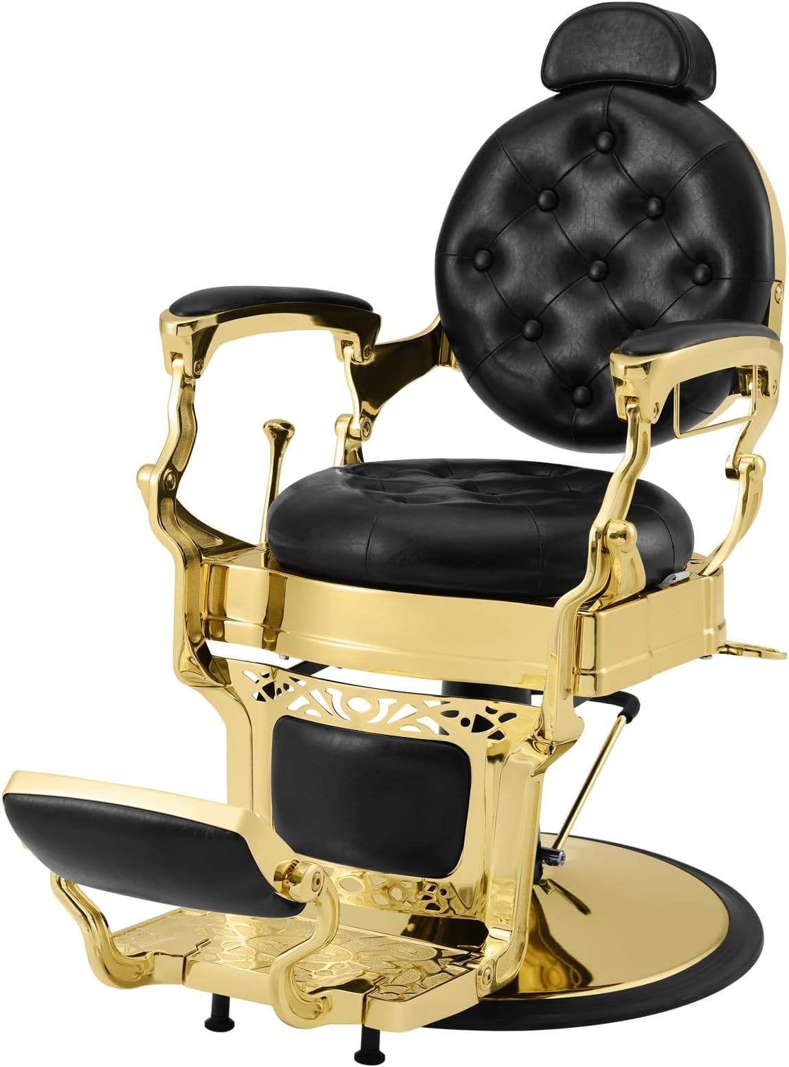- Artist hand Retro Barber Chair Heavy Duty Barber Chairs Vintage Salon Chair Hydraulic Recline Beauty Spa Styling Equipment Rounded Cushioning with Puckered Button (Gold)