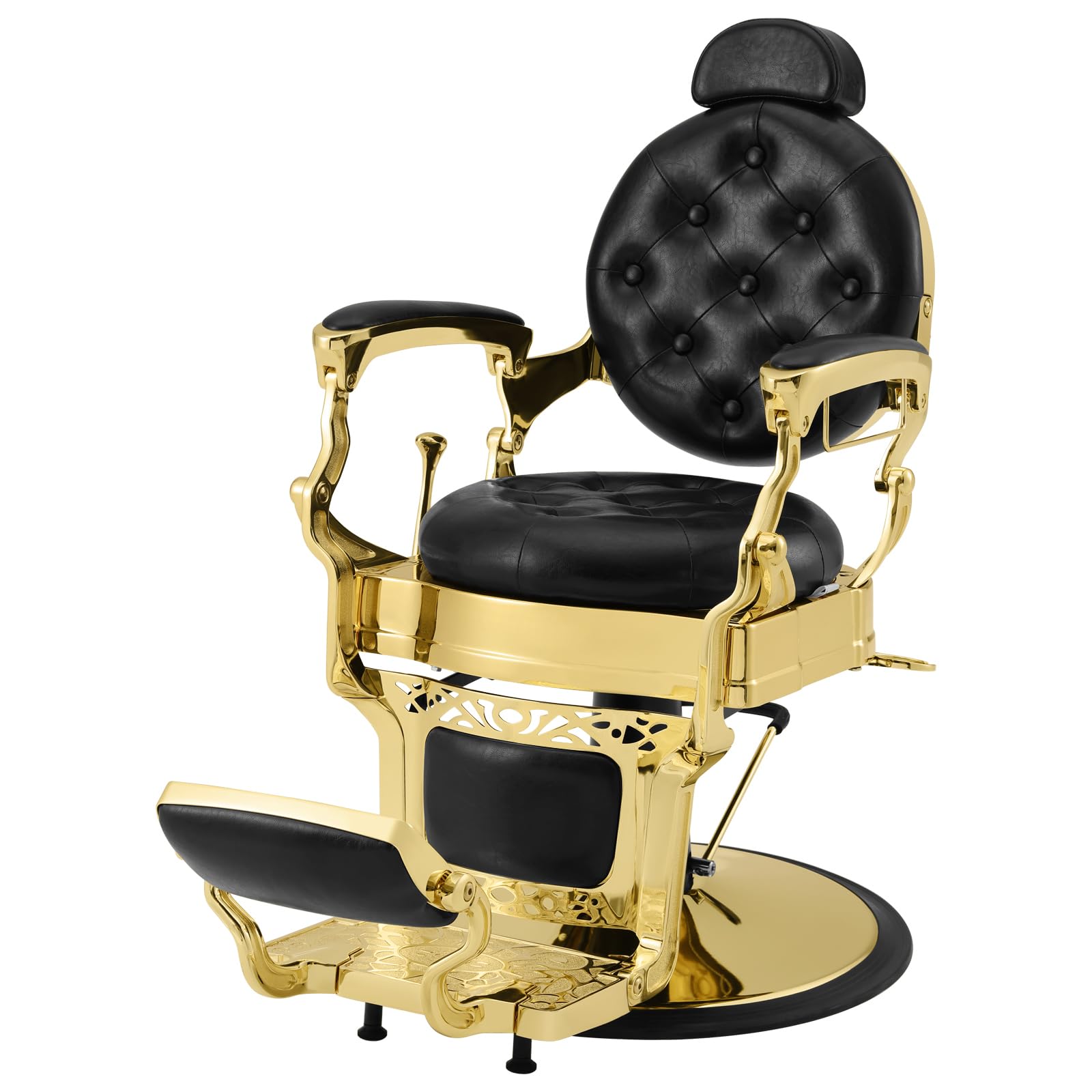 Artist hand Retro Barber Chair Heavy Duty Barber Chairs Vintage Salon Chair Hydraulic Recline Beauty Spa Styling Equipment Rounded Cushioning with Puckered Button (Gold)