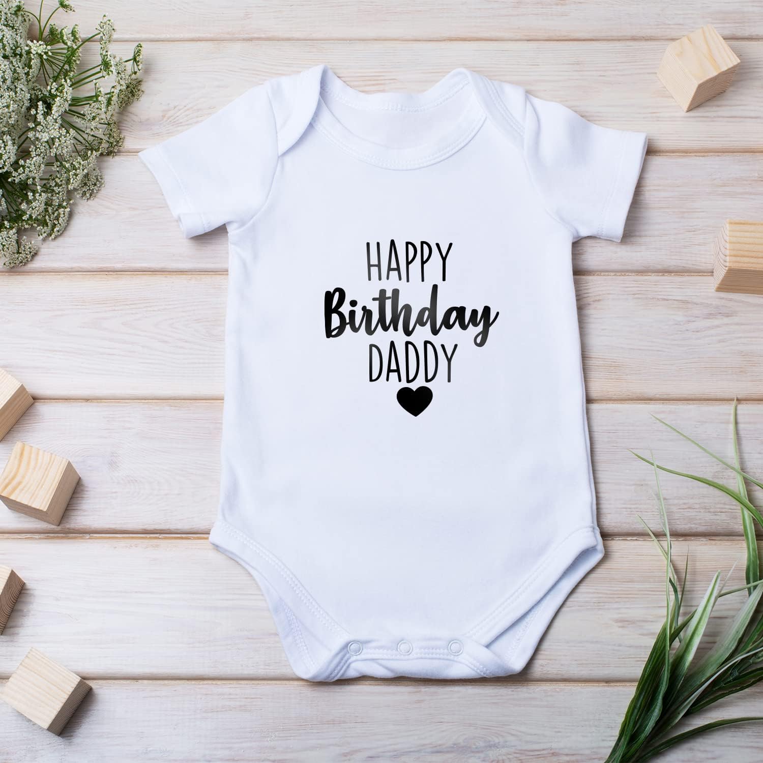 Printique Organic GOTS Certified Baby Onesie Unisex Bodysuit 0-18 months - Happy Birthday | Present Gift - Image 3