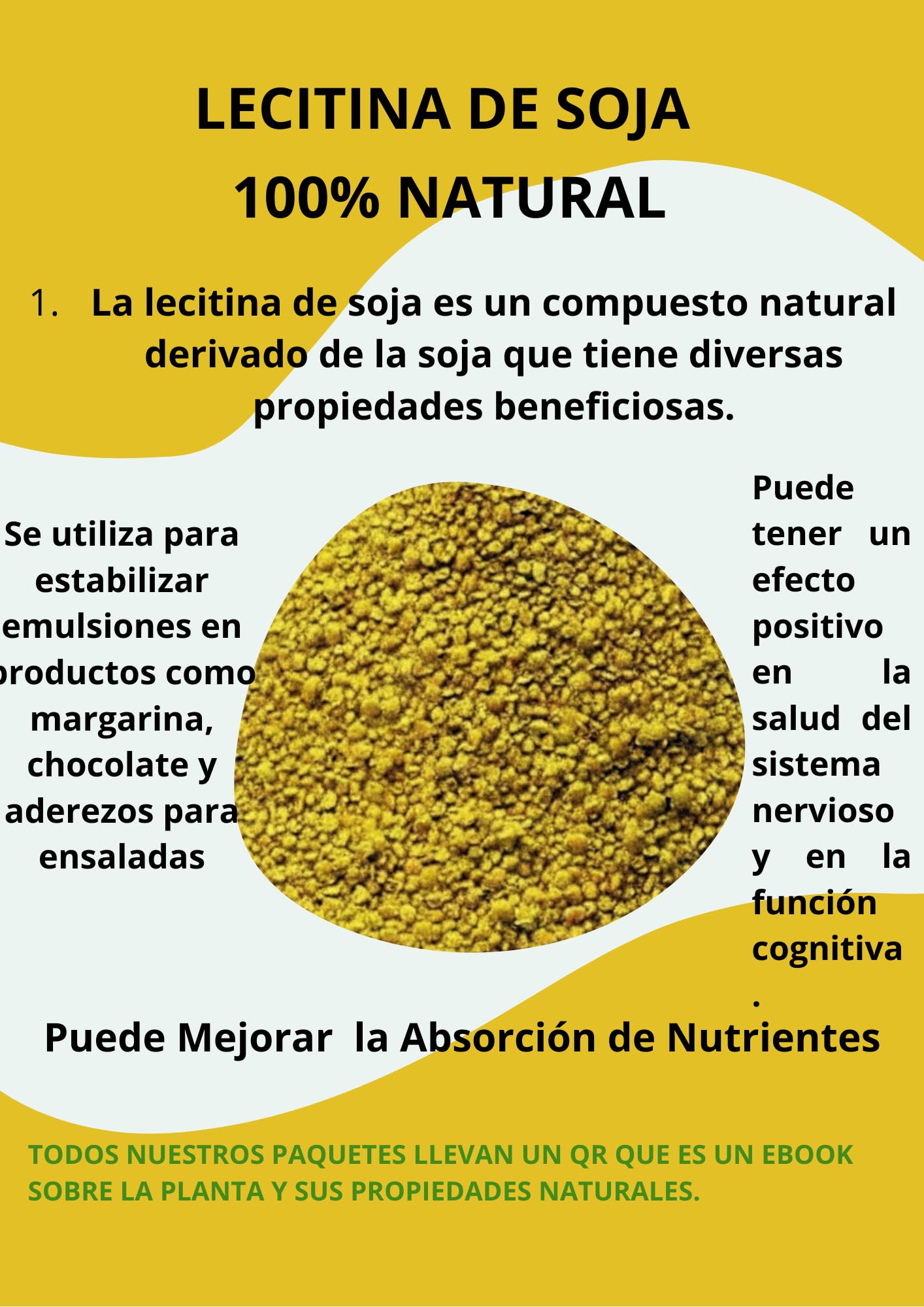 LECITINA de SOJA GRANULADA -Lecitina de Soja - Soja - Lecitina- Baja Colesterol - Lecitina - Lecitina de Soja Polvo - Lecitina Soja - Soja en Grano - Lecithin - Colesterol - Proteina - Lecitina+Soja