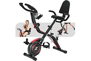 Folding Exercise Bike with Arm & Leg Bands, Stationary Bike for Seniors,...