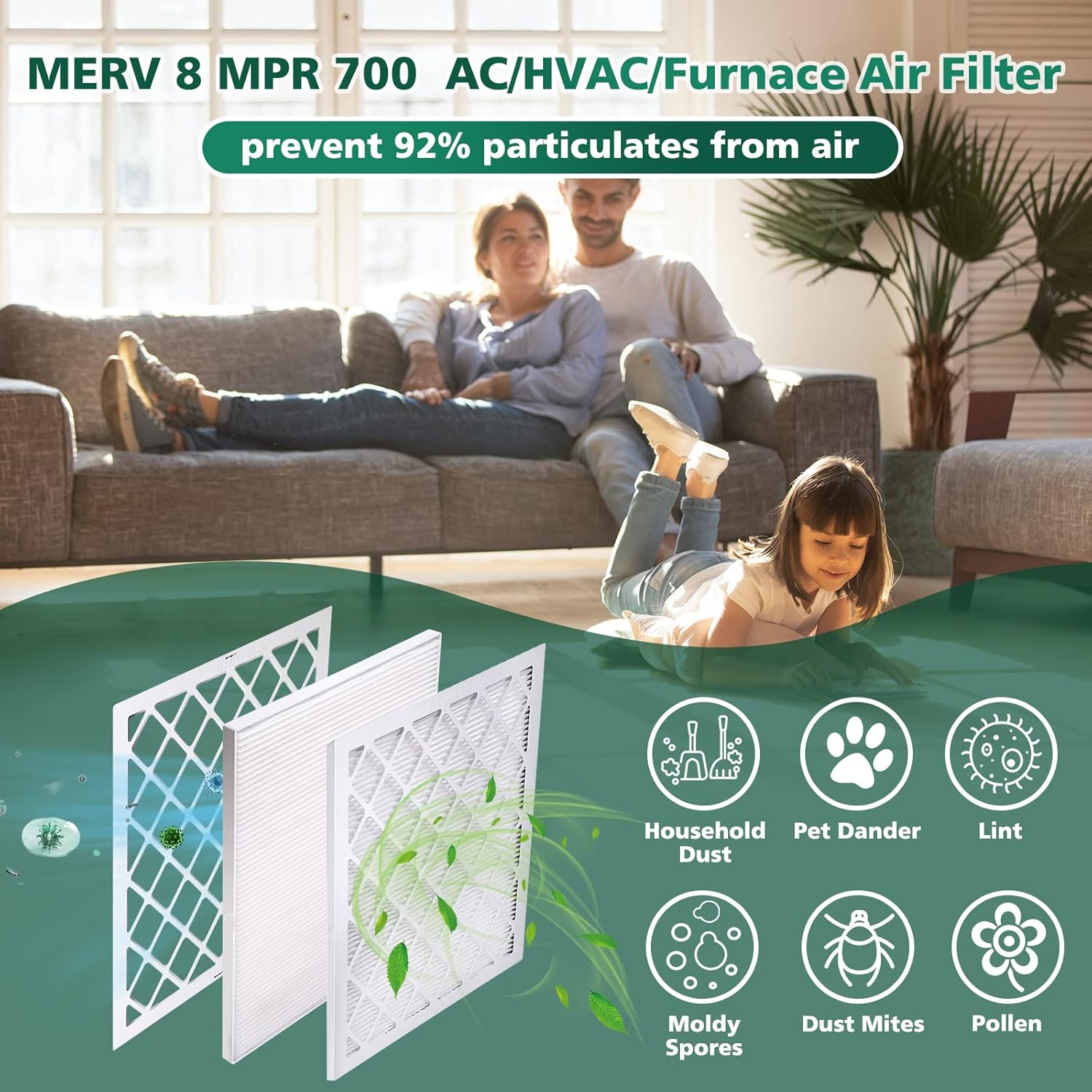 UBeesize Reusable Air Filter 16x20x1(9-Pack), MERV 8 MPR 700 AC/HVAC Furnace Air Filters,Deep Pleated Air Cleaner,1x Reusable & Aerostar 18x20x1 MERV 8 Pleated Air Filter, AC Furnace Air Filter