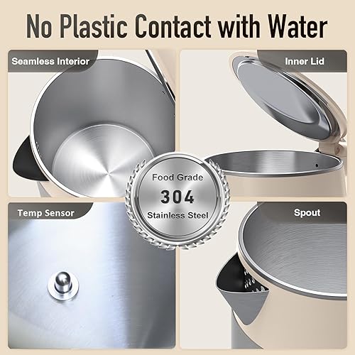 Miniatura 4 de Mecity Electric Kettle 1.7L Touch Screen Temperature Control Water Boiler, No Plastic Contact with Water. 6 Presets For Tea and Coffee, 2 Hours Keep