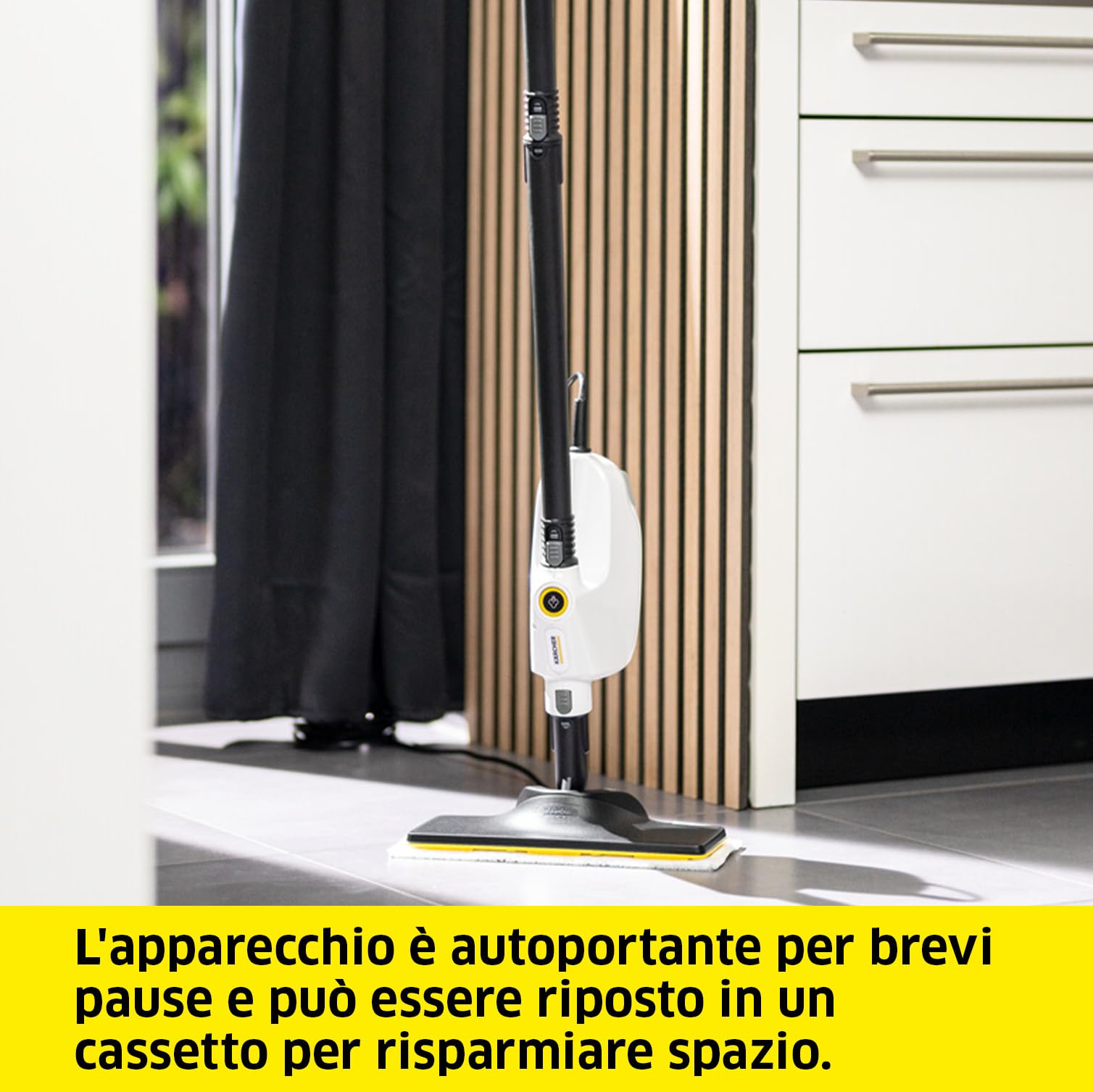 KÄRCHER Pulitore a Vapore SC 1 Multi & Up, Tempo di riscaldamento: 30s, Potenza di riscaldamento: 1.300 W, rimuove fino al 99,99% di germi e batteri, Potenza superficiale: 30 m², Serbatoio: 200 ml