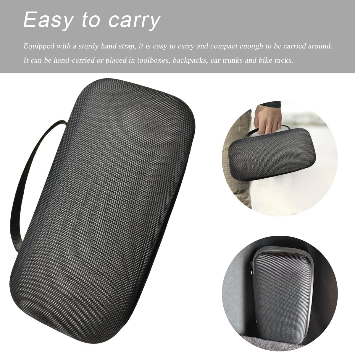 Tire Inflator Portable Air Compressor Case, 120 PSI Air Pump Storage Box for USB Cable Connector Accessories, Hard Carrying Case Compatible with Most Handheld Tire Inflators (Black) - Image 6