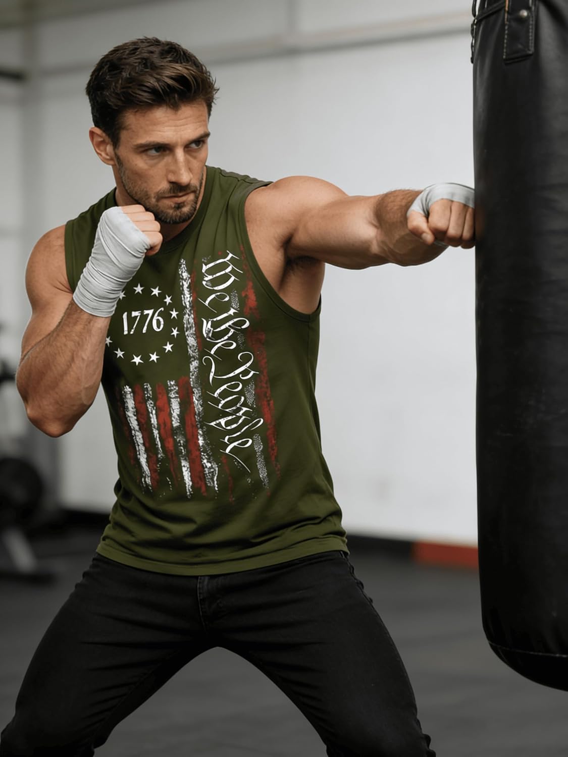 4th of July Shirts Mens Muscle Tank Top 1776 Sleeveless Graphic Gym Workout American Flag Shirt - Image 3