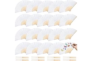 JOHOUSE White Paper Fans Bulk: 28PCS Handheld Folding Fans