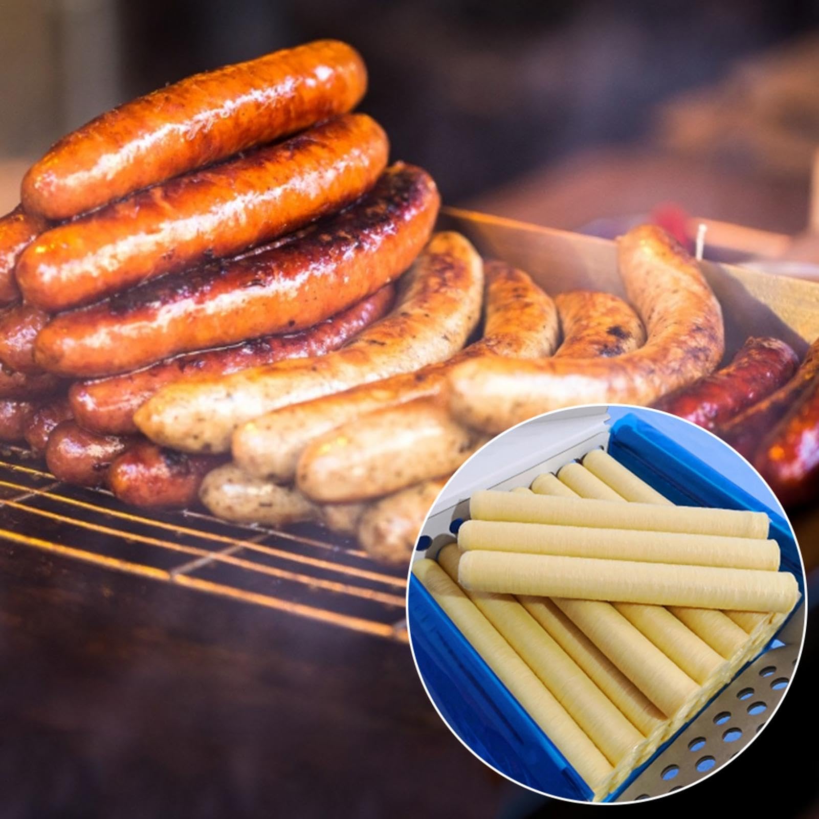 5 Stück Wurstdarm | Hausgemachte Wurst | Kollagen Wursthülle | Kunstdarm Hüllen | -Wurst-Gehäuse | Zur Herstellung Von Bratwurst | Für Familien Verwendet Werden