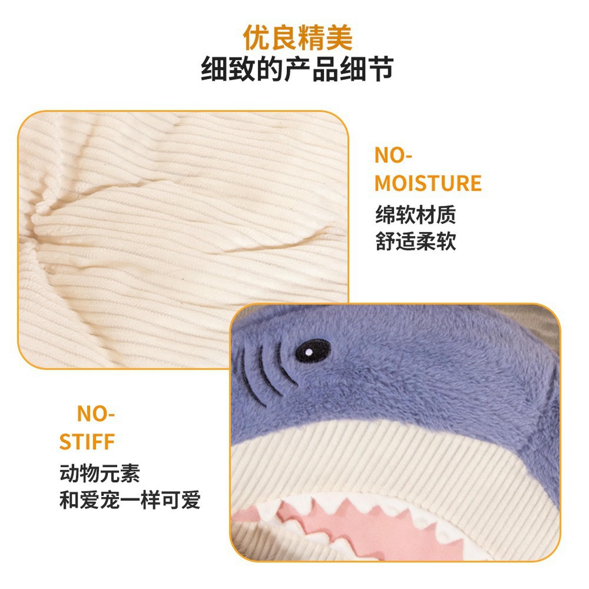 Articoli per Animali Domestici Letto Gatto Cane Creativo Carino Squalo Cartone Animato Peluche Caldo Divano Divertente Quattro Stagioni Pet Mat-blu-60 * 50 Cm (en