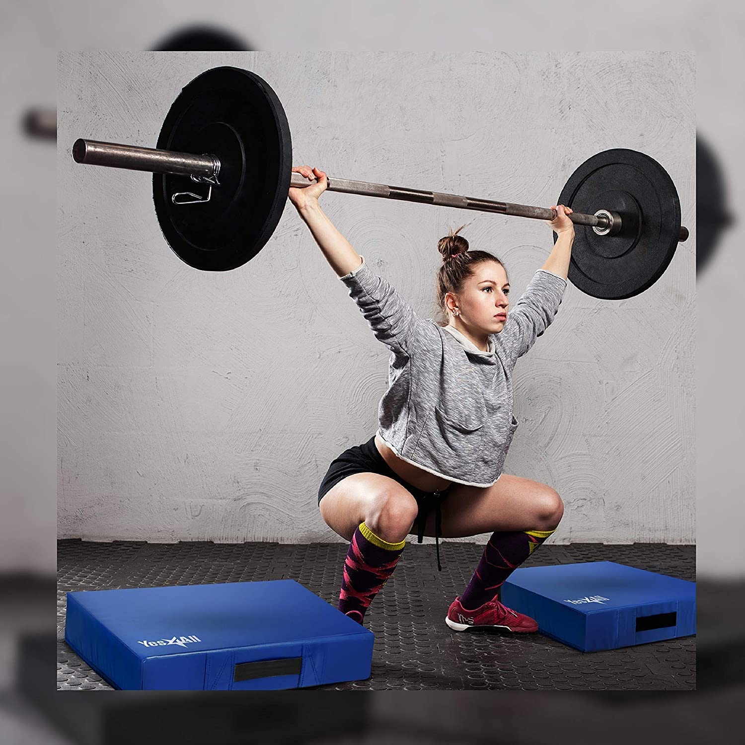 Yes4All Premium Silenciador Drop Pads Almohadillas para levantamiento de pesas con cubierta de PVC multicolor para aislar el sonido y proteger el suelo para Deadlift, Squat, Lunge