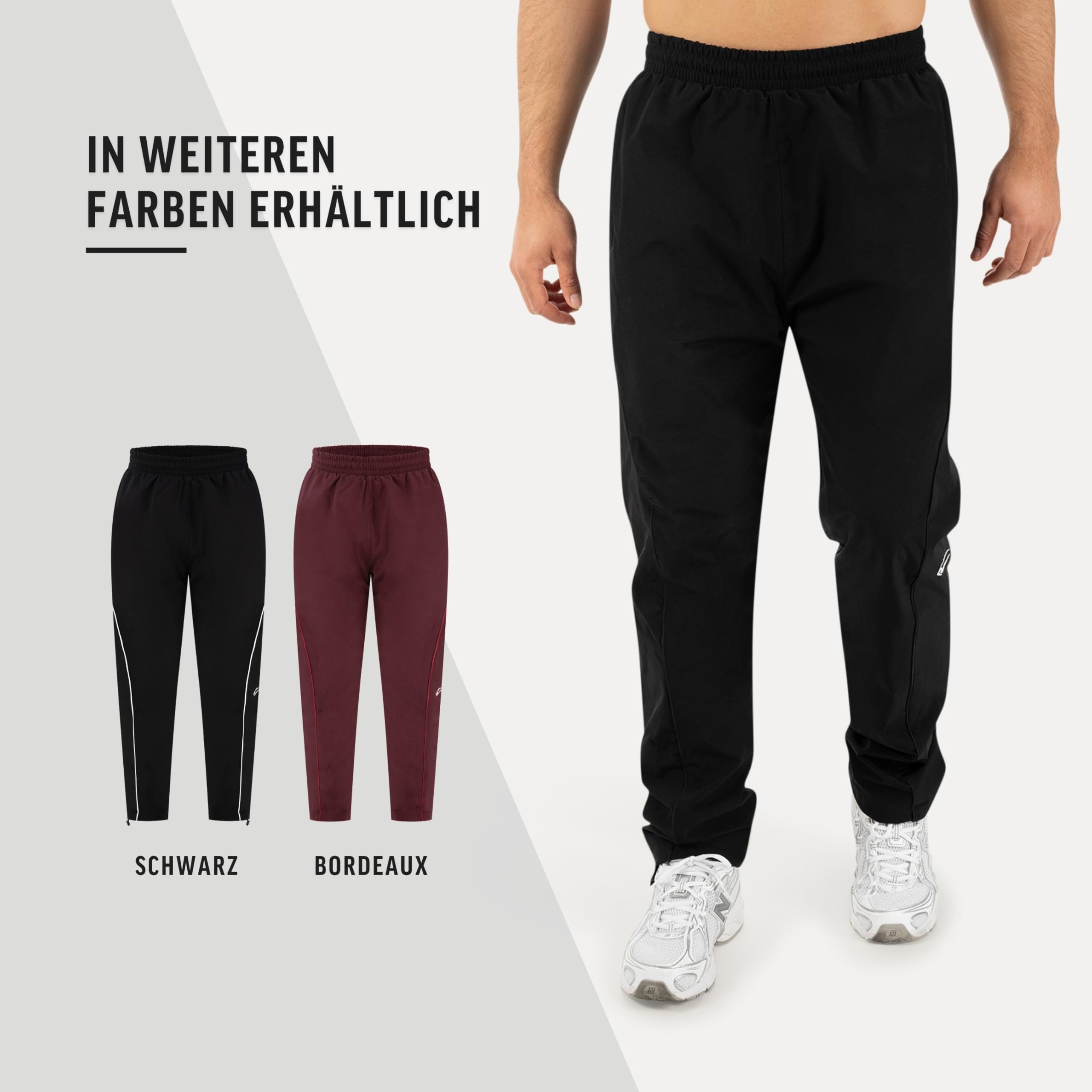 SMILODOX Trainingshose Herren Kyson, Oversize Fit Jogger Hose mit Kontrastpaspeln, Reißverschlusstaschen & verstellbarem Saum, leichte Sporthose für Gym, Freizeit & Streetwear, Trackpants