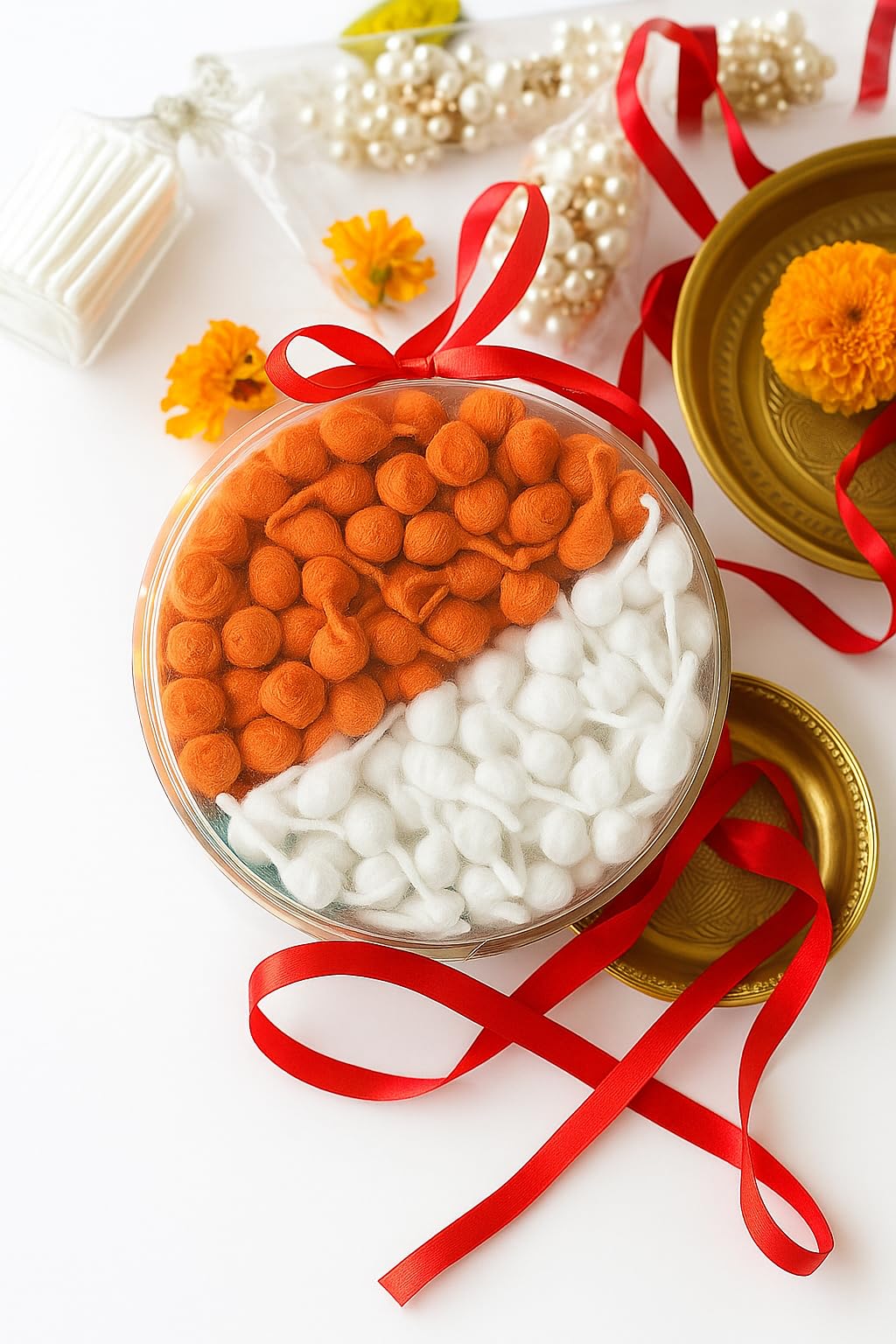 Satyam Ghee Diya Batti Round Cotton Wicks for Diya, GOL Batti for Puja, (Pack of 1, Red and White)-image-33