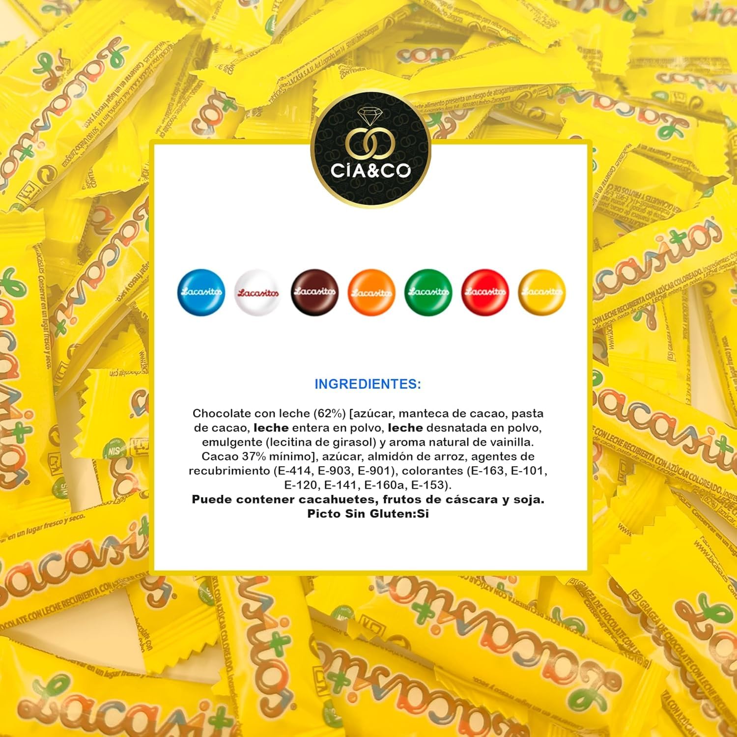 Lot de 200 Sachets Individuels de Lacasitos (3 par Pack) · Chocolat au Lait Coloré · Avec Carte Personnalisable Offerte · Idéal pour Anniversaires, Halloween, Fêtes ou Entreprises