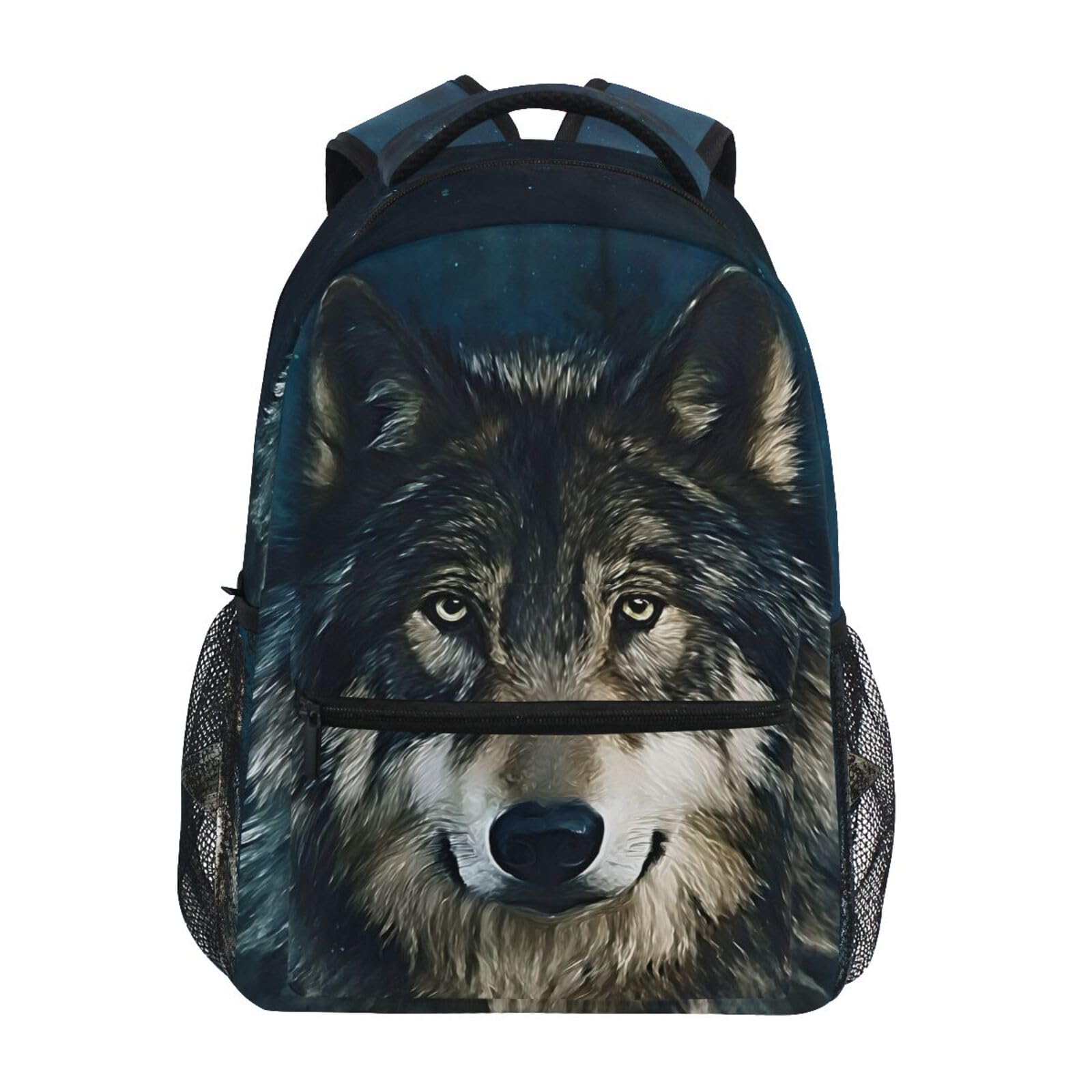ALAZA Wolf Backpacks for Boys Glaxy Wolves Elementary School Bag Kids Bookbag Personalized Travel Daypack 3rd 4th 5th Grade Rucksack Laptop Back Pack