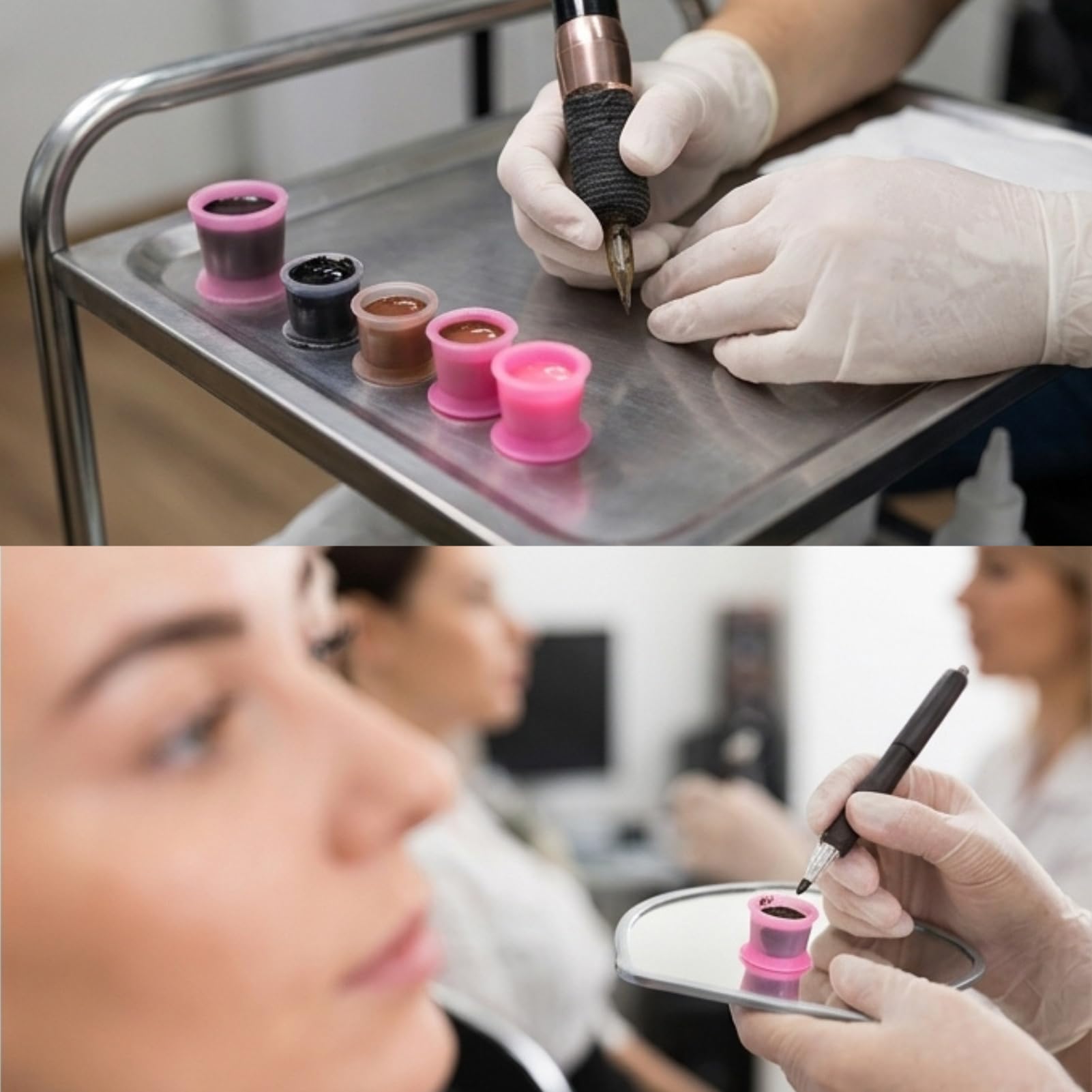 Opakowanie 300 Kubeczków na Tusz do Tatuażu 12 Mm, Silikonowe Nasadki na Tusz do Tatuażu, Jednorazowe Pojemniki na Tusz, Akcesoria do Tatuażu, Małe Pojemniki z Tuszem do Makijażu