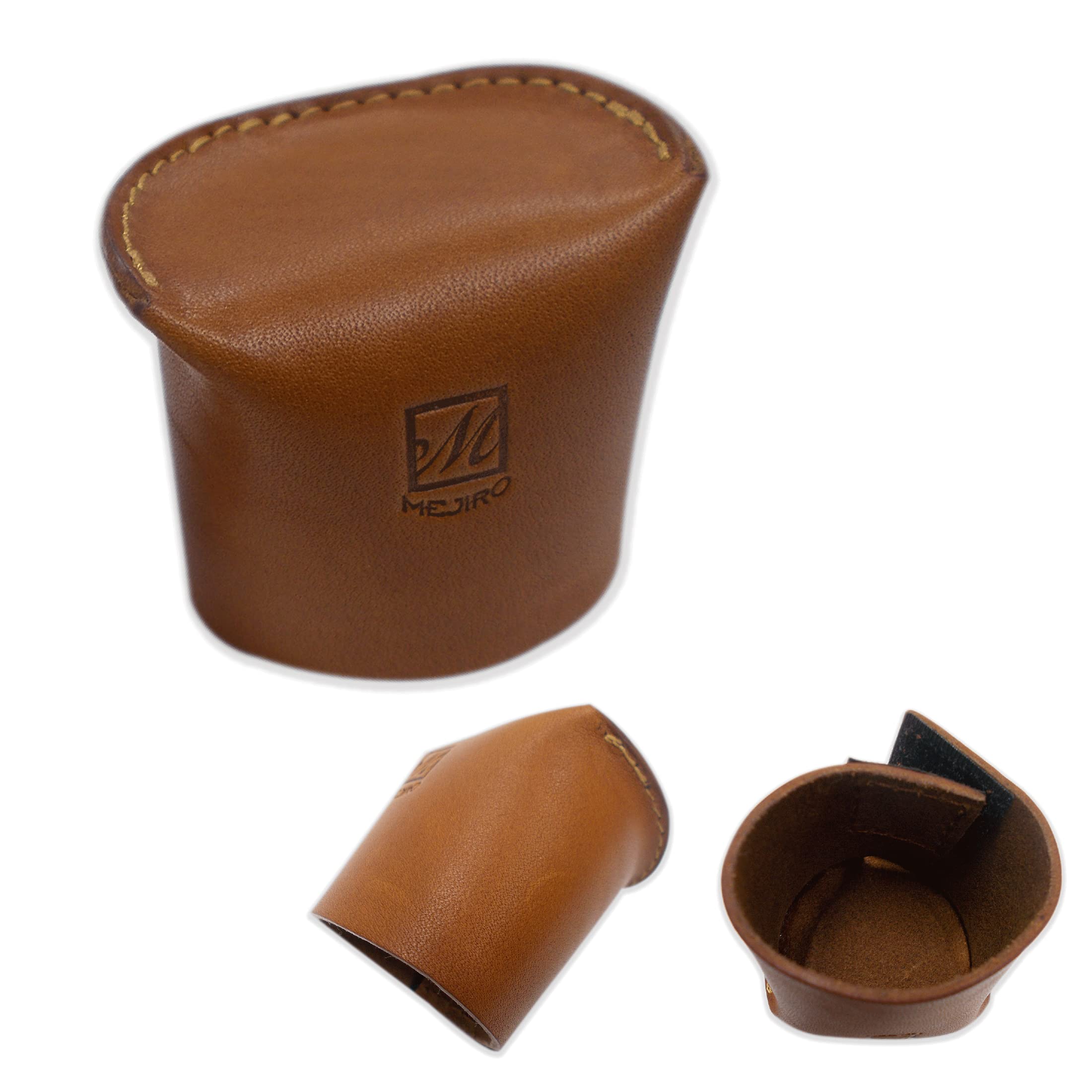 Mejiro Co.Large Size, Japanese-Made Genuine Leather Utaguchi Cap, Shakuhachi Cover for Precious Shakuhachi, One-size-fits-most sizes