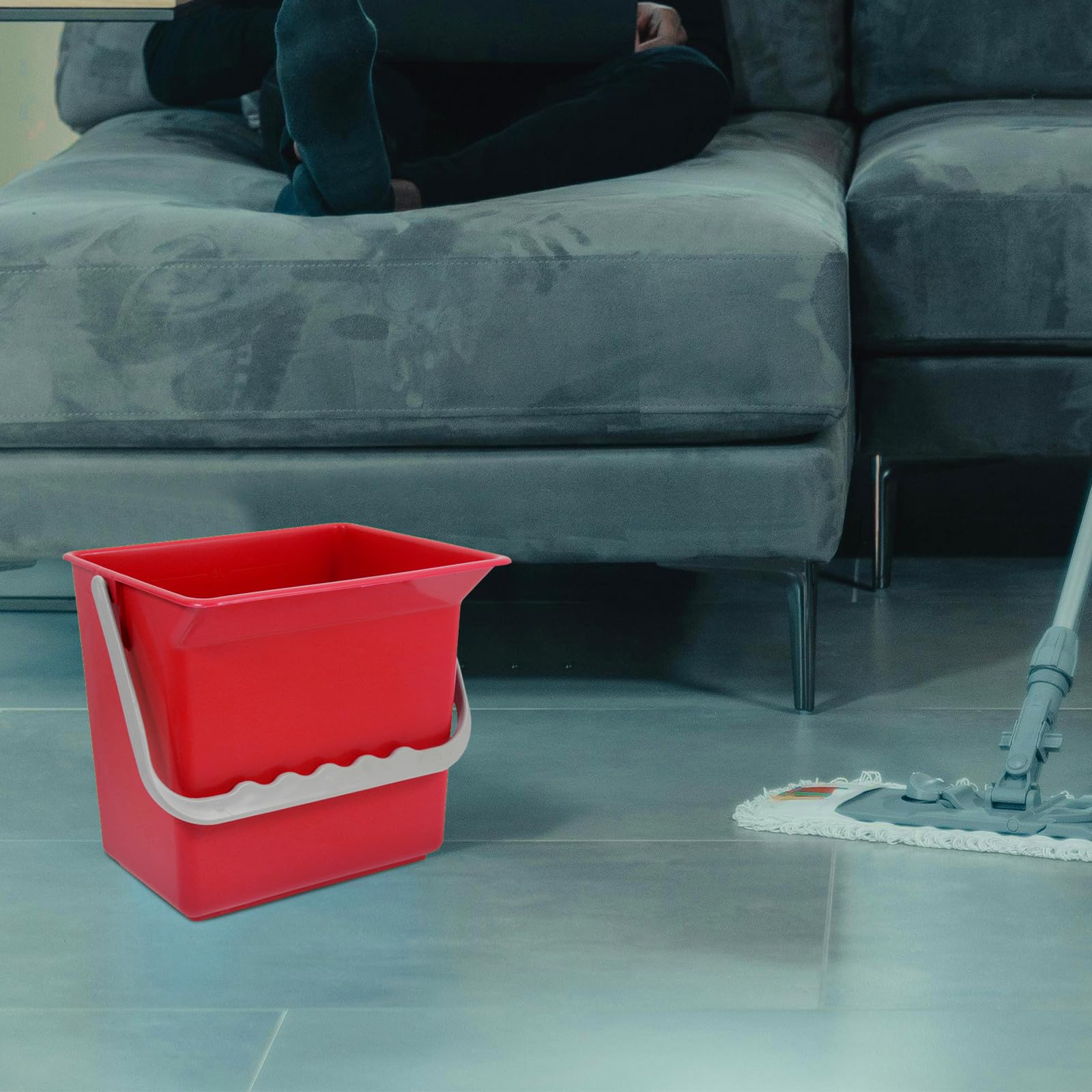 Toyvian Seau de Nettoyage 10 L en Plastique Rouge Poignée et Compartiments de Tri pour Nettoyage Voiture et Suv Usage Intérieur et Extérieur Échelle Graduée