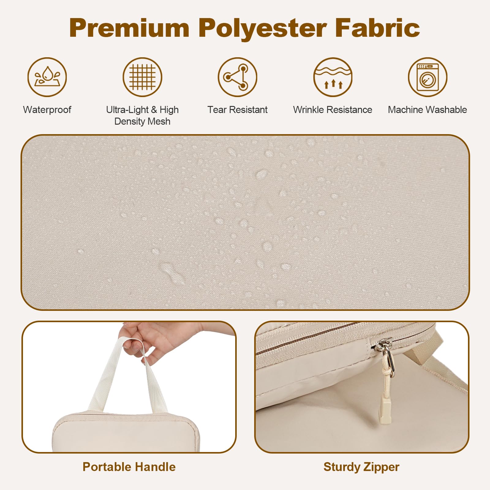 Kompressions-Verpackungswürfel für Koffer, Rucksack, erweiterbare Reisewürfel zum Verpacken mit Schuhtasche, wasserdicht, reißfest, Koffer-Organizer-Taschen für Handgepäck, Beige, 4er-Set
