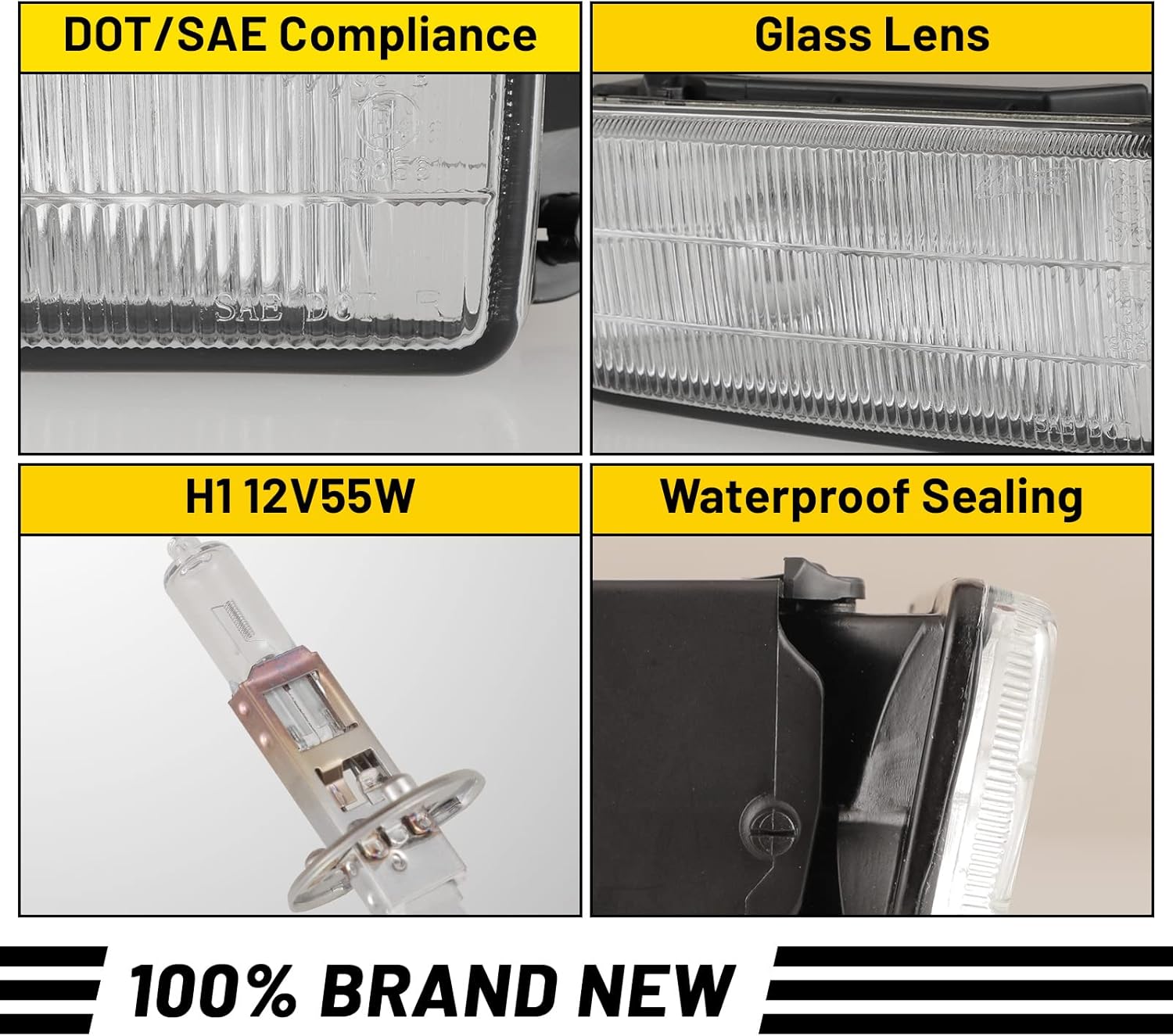 Fog Lights Compatible with BMW E36 / M3 3 Series 1992 1993 1994 1995 1996 1997 1998 1999 Lamps Replacement Assembly with H1 12V 55W Bulbs-1 Pair (Clear Lens)