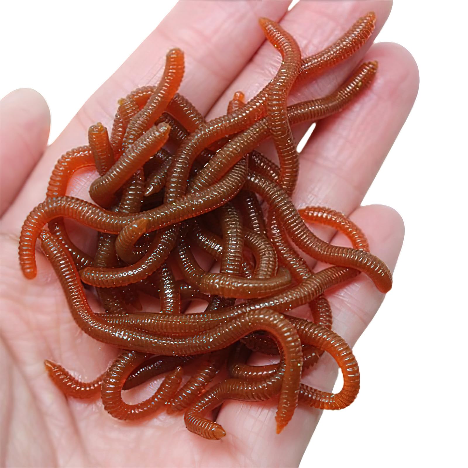 50PCS Plastic Fake Worms, Stretchy Toy Worms for Halloween Decoration April Fools Day Party Fishing