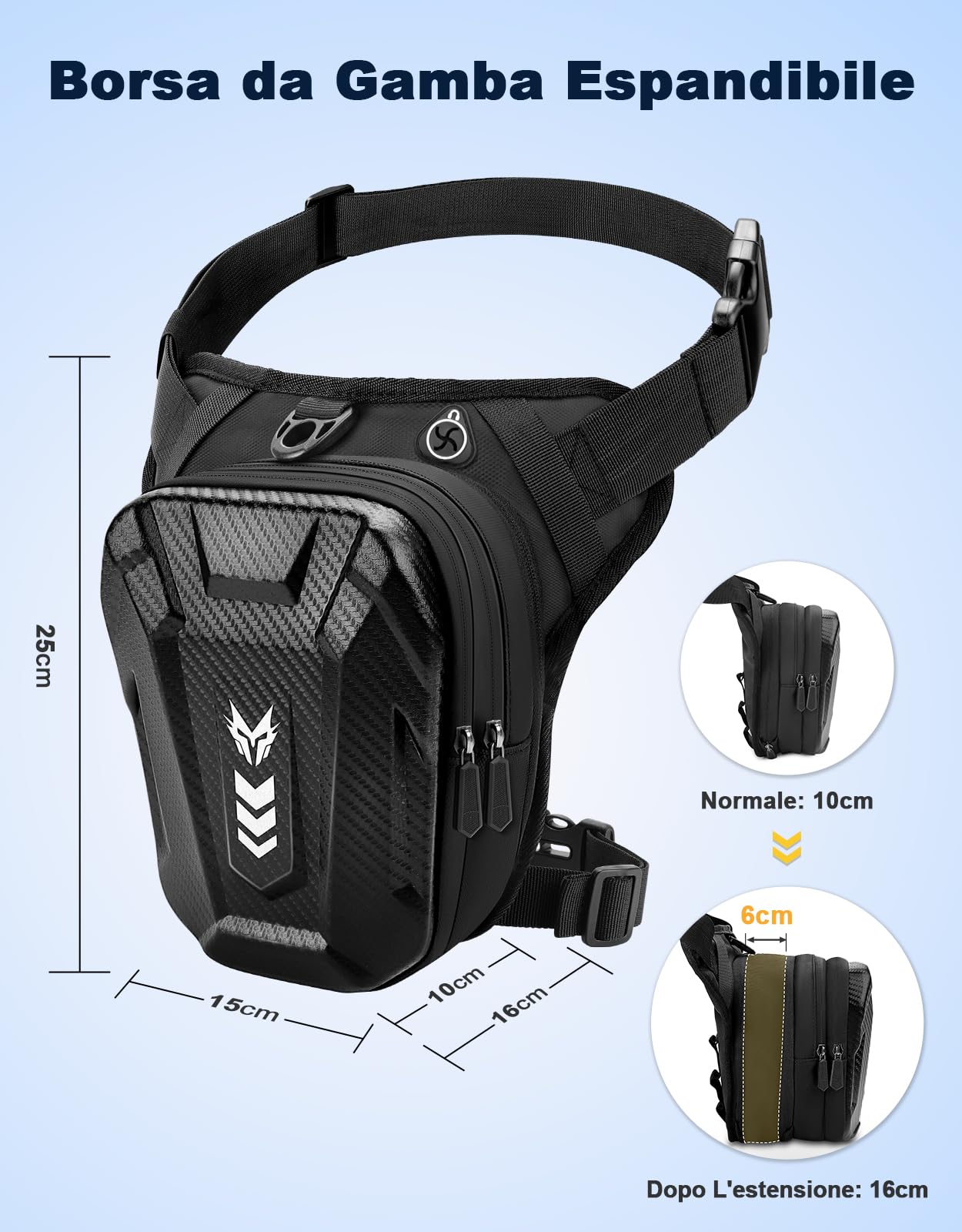 Rolgno Marsupio Gamba Moto per Uomo & Donna, [Capacità Espandibile] Borsa Gamba Moto, [EVA Durevole] Marsupio Cosciale Borsello con Jack per Cuffie & Cintura Regolabile per Ciclismo Trekking Pesc