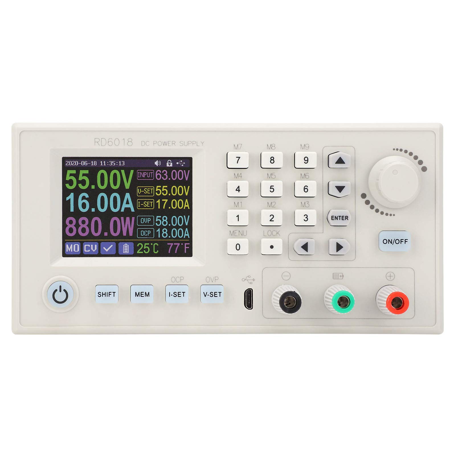 Zunate Convertidor Elevador Reductor Ajustable de 1080 W |Regulador Reductor de 6-70 V a 0-60 V con WiFi, Pantalla LCD RD6018W (RD6018)